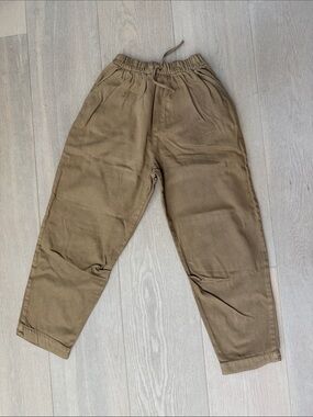 Zara Girls Drawstring Waist Brown Barrel Leg Pants